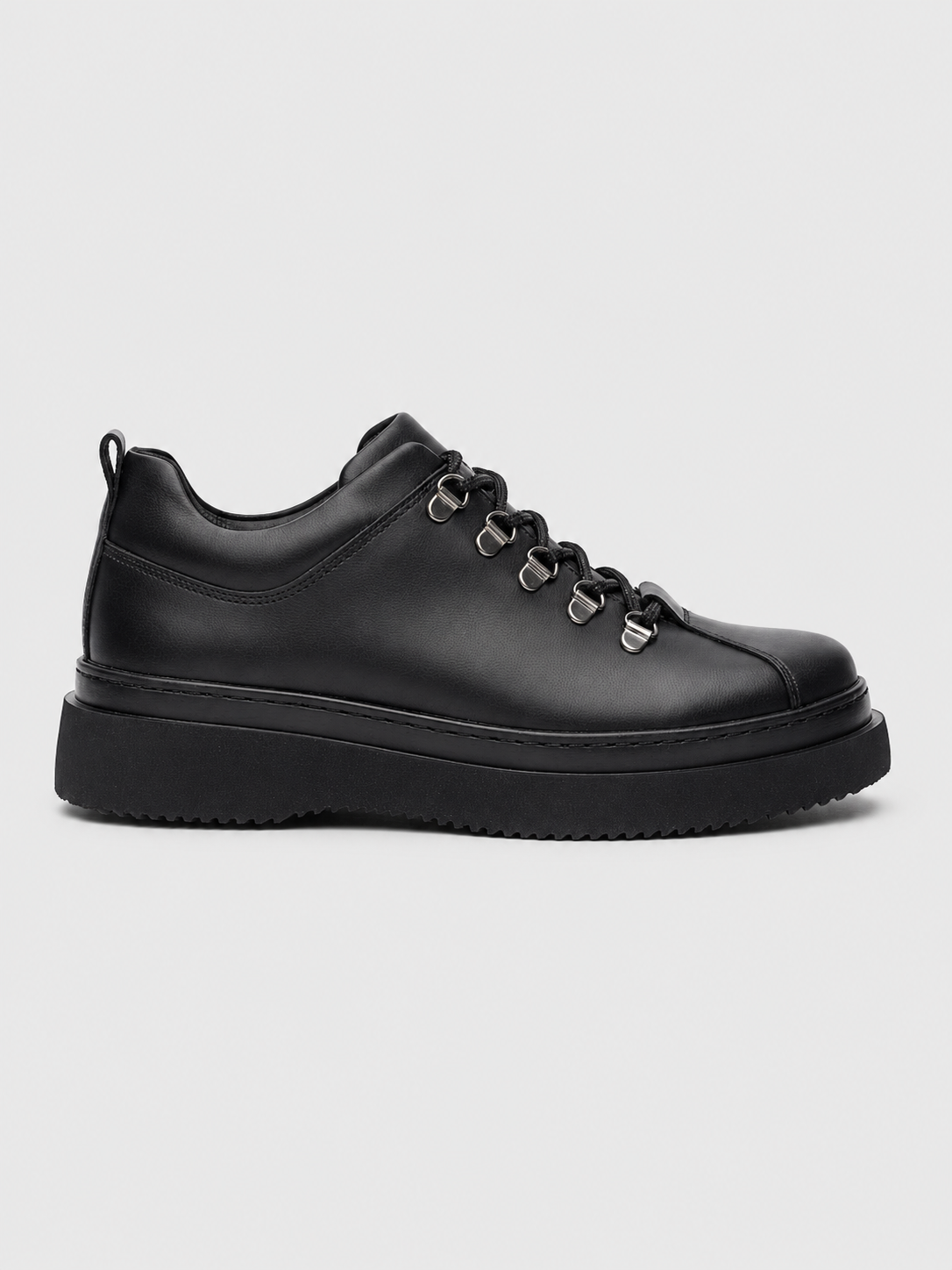Apollo Moda Men's Atlas Shadow all-black sneaker with metal hiking eyelets, main product photo