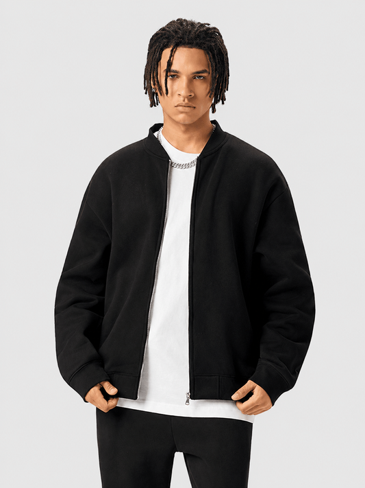 Veste de baseball zippée en polaire noire Apollo