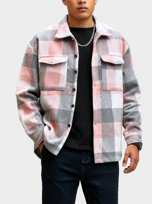 Veste à carreaux avec poches pour homme