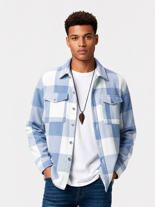 Veste à carreaux avec poches pour homme
