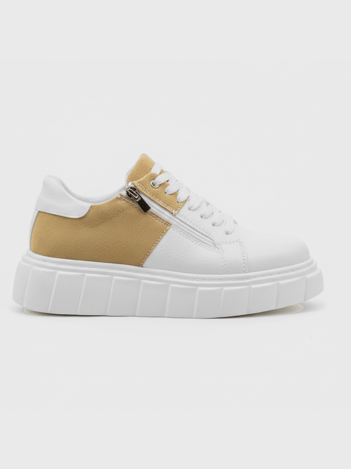 Apollo Moda Men's Altair Camel white elevating sneaker with sand panels, main product photo