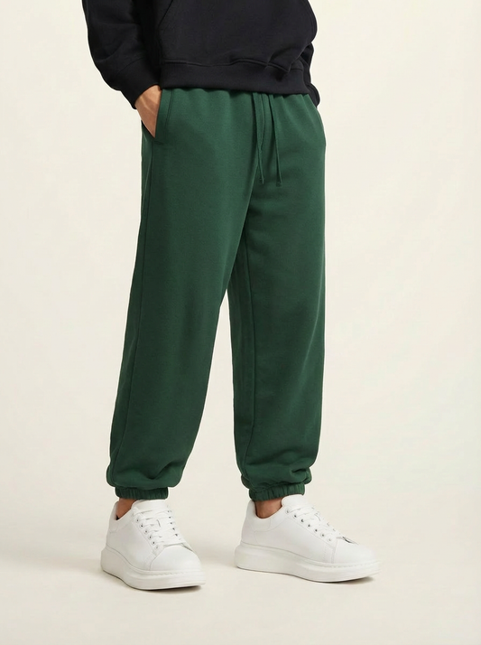 Pantalon de survêtement vert en coton épais Apollo