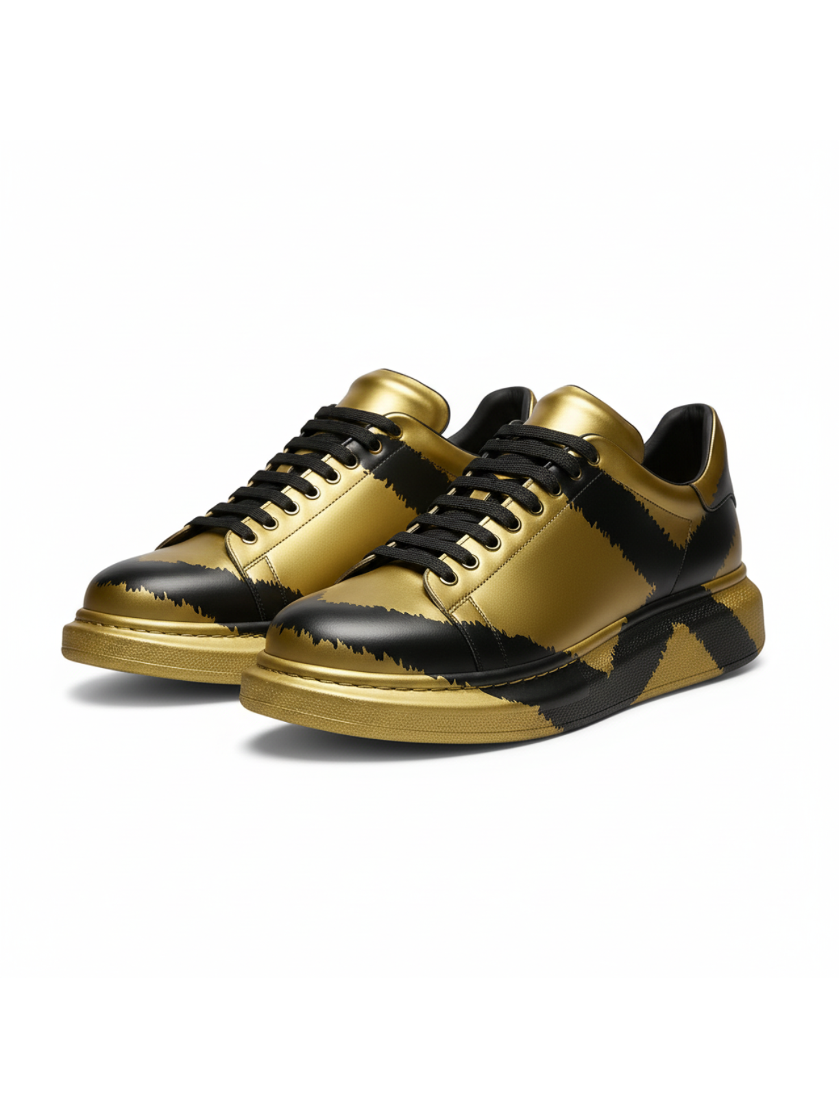 Lisbon Gold & Black hand-painted custom sneaker by Apollo Moda, third angle