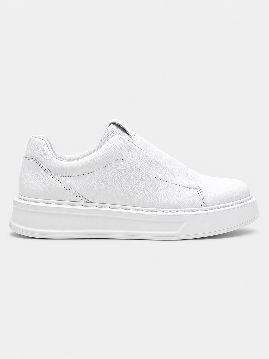 Apollo Moda Men's Izmir Blanco all-white slip-on platform sneaker, main product photo