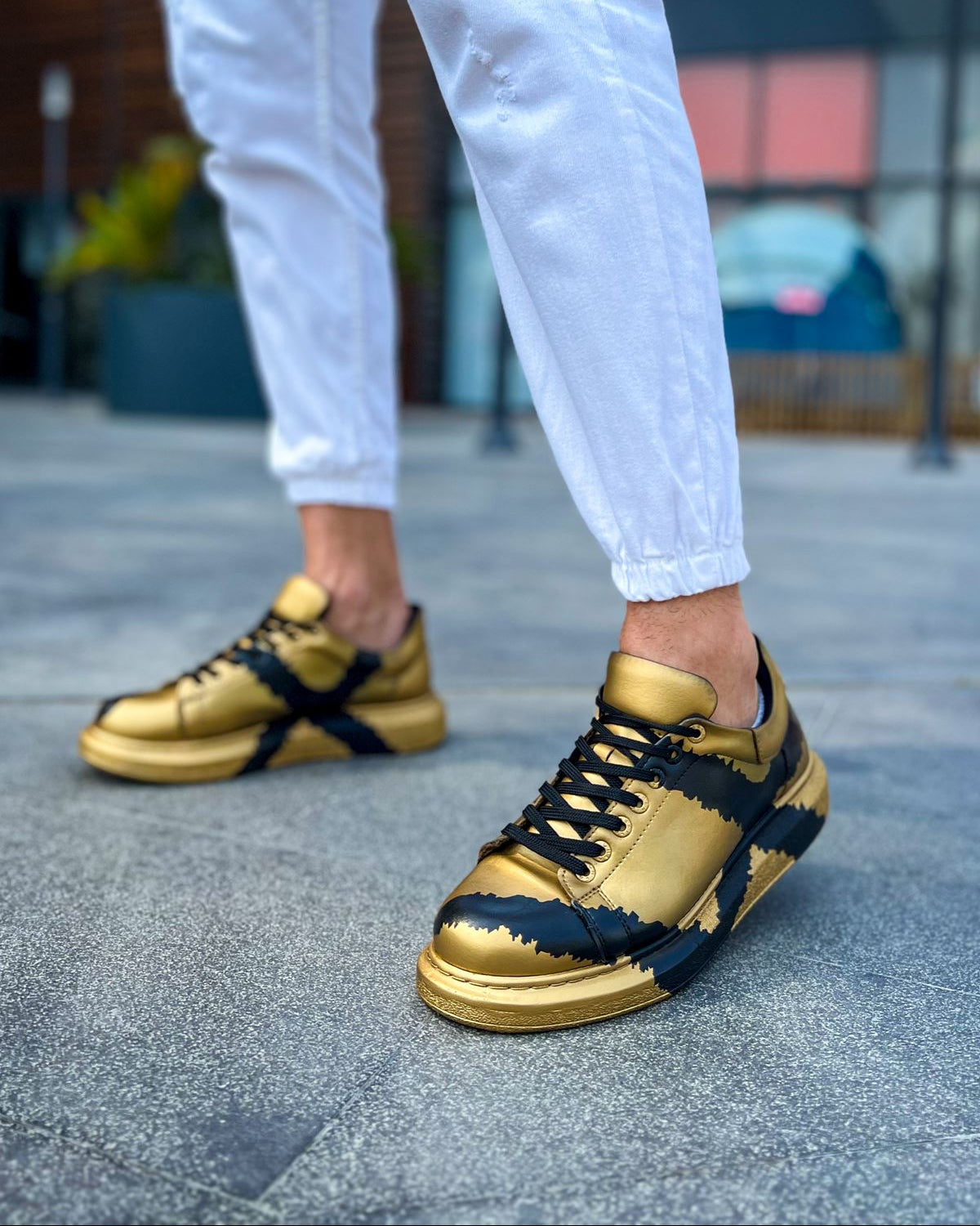 Lisbon Gold & Black custom sneaker by Apollo Moda, sixth angle