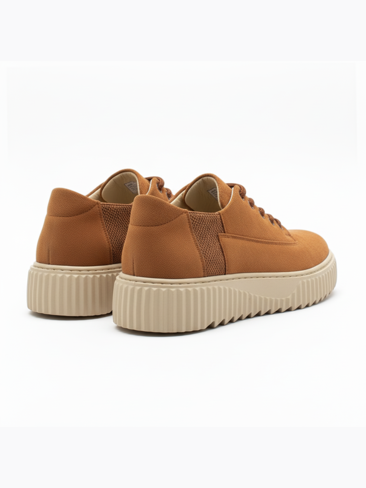 Zephyr Clay tan suede platform sneaker by Apollo Moda, third angle