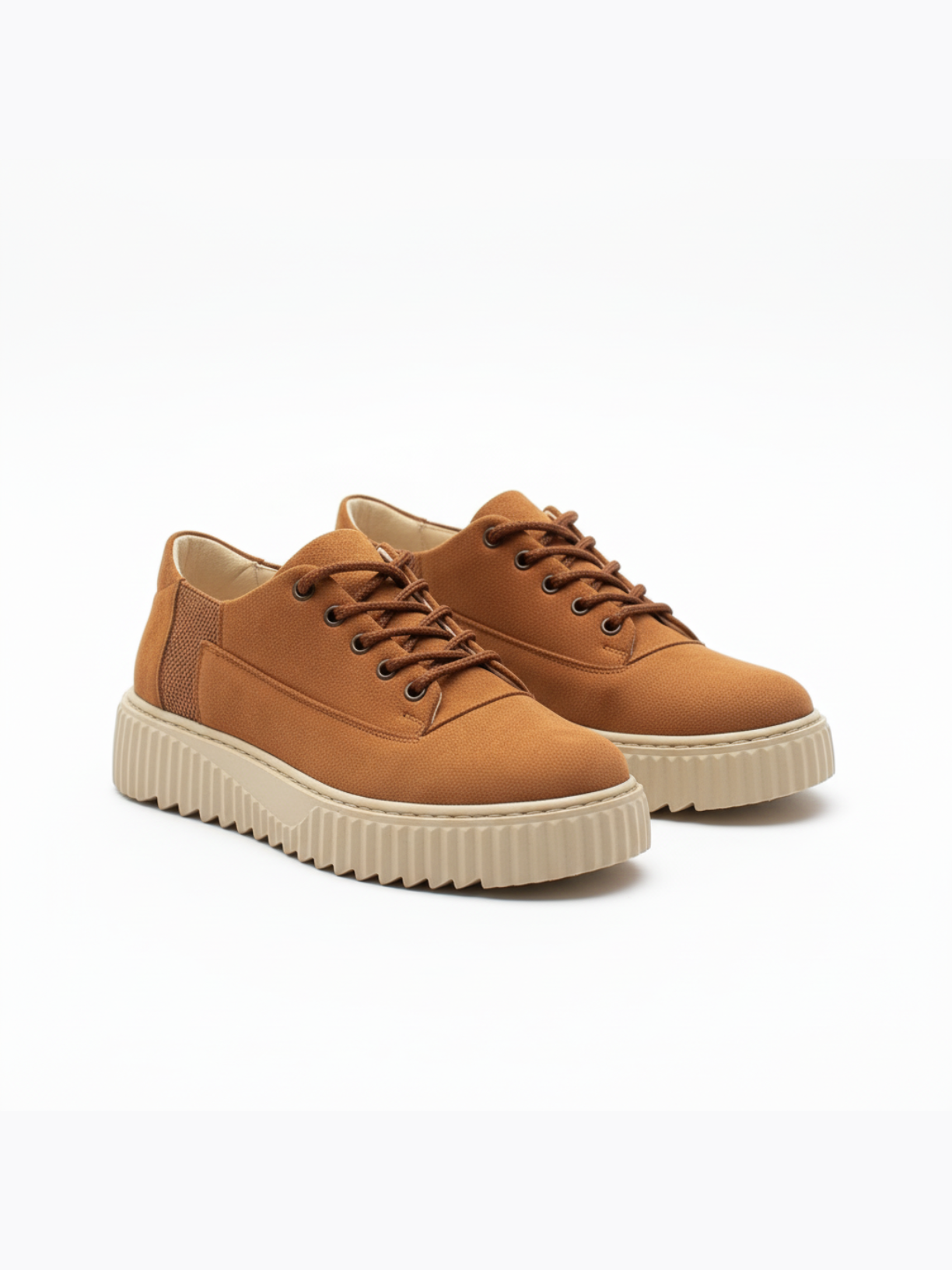 Apollo Moda men's Zephyr Clay brown suede sneaker with ridged sole, fourth angle