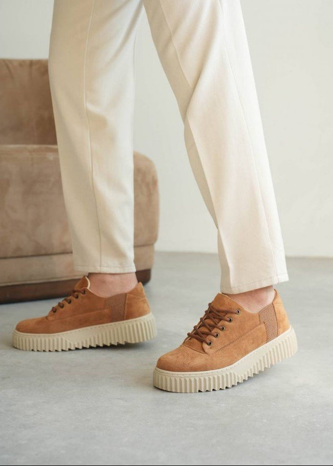 Men's Zephyr Clay tan suede casual sneaker by Apollo Moda, fifth angle