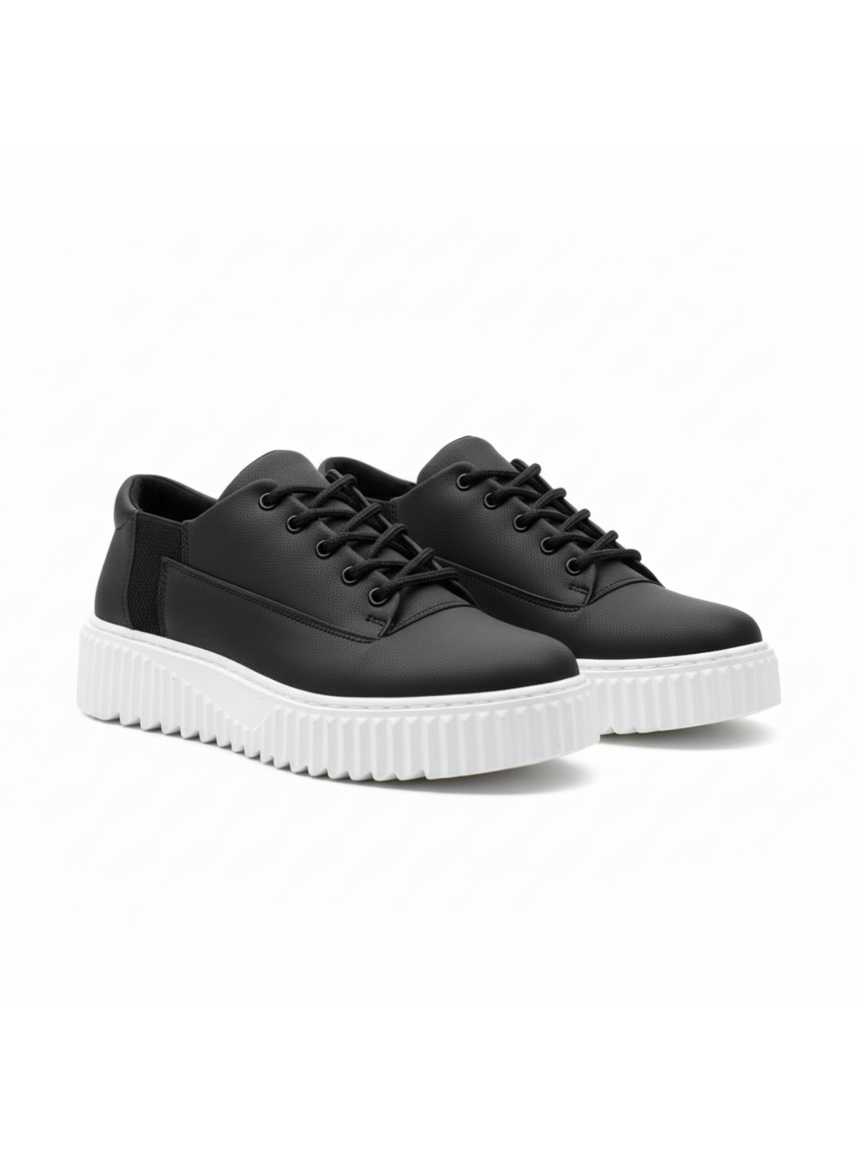 Zephyr Eclipse black and white platform sneaker by Apollo Moda, third angle