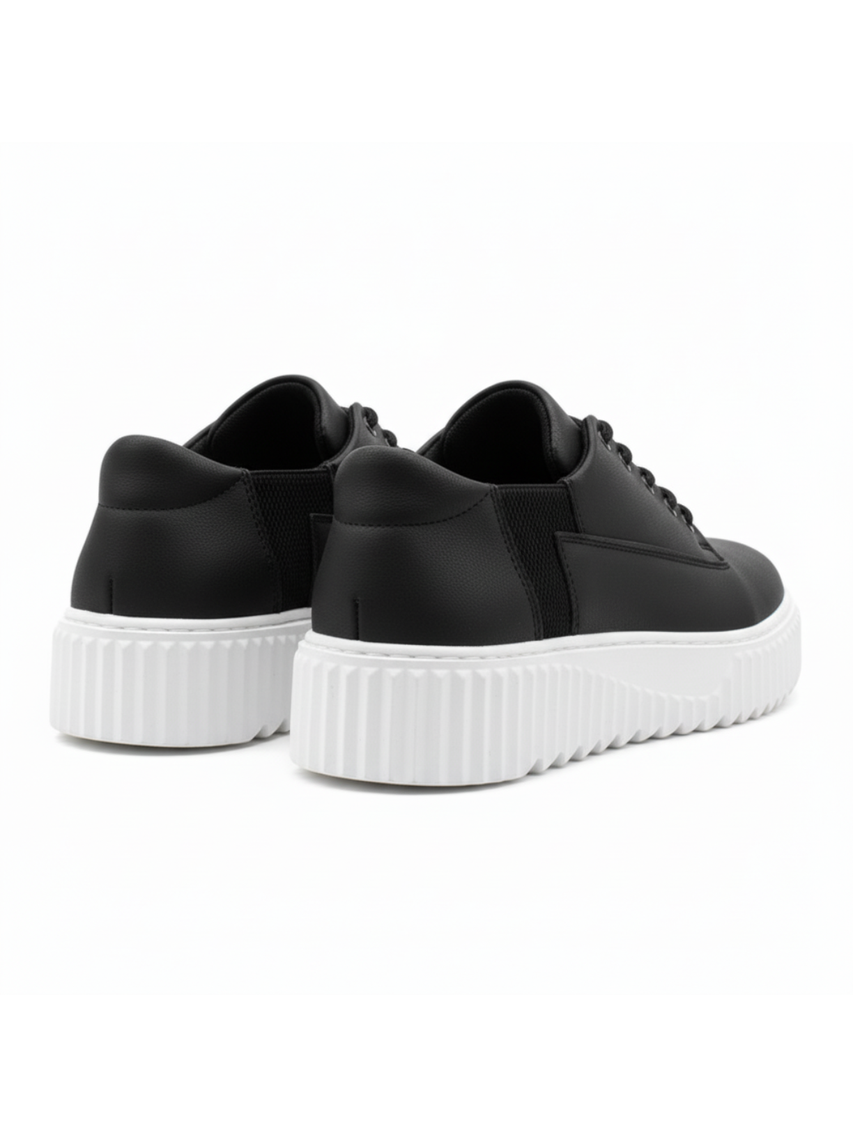 Apollo Moda men's Zephyr Eclipse black and white sneaker with ridged sole, fourth angle