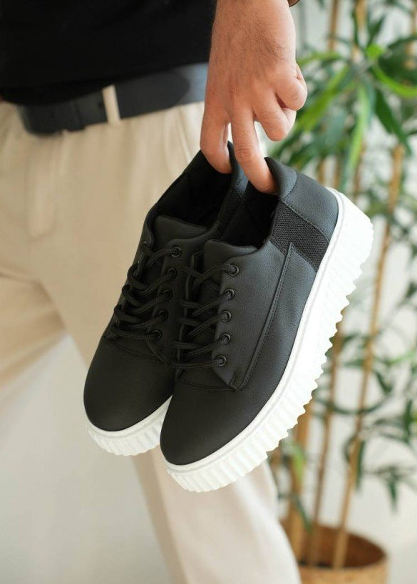 Zephyr Eclipse black and white platform sneaker by Apollo Moda, sixth angle