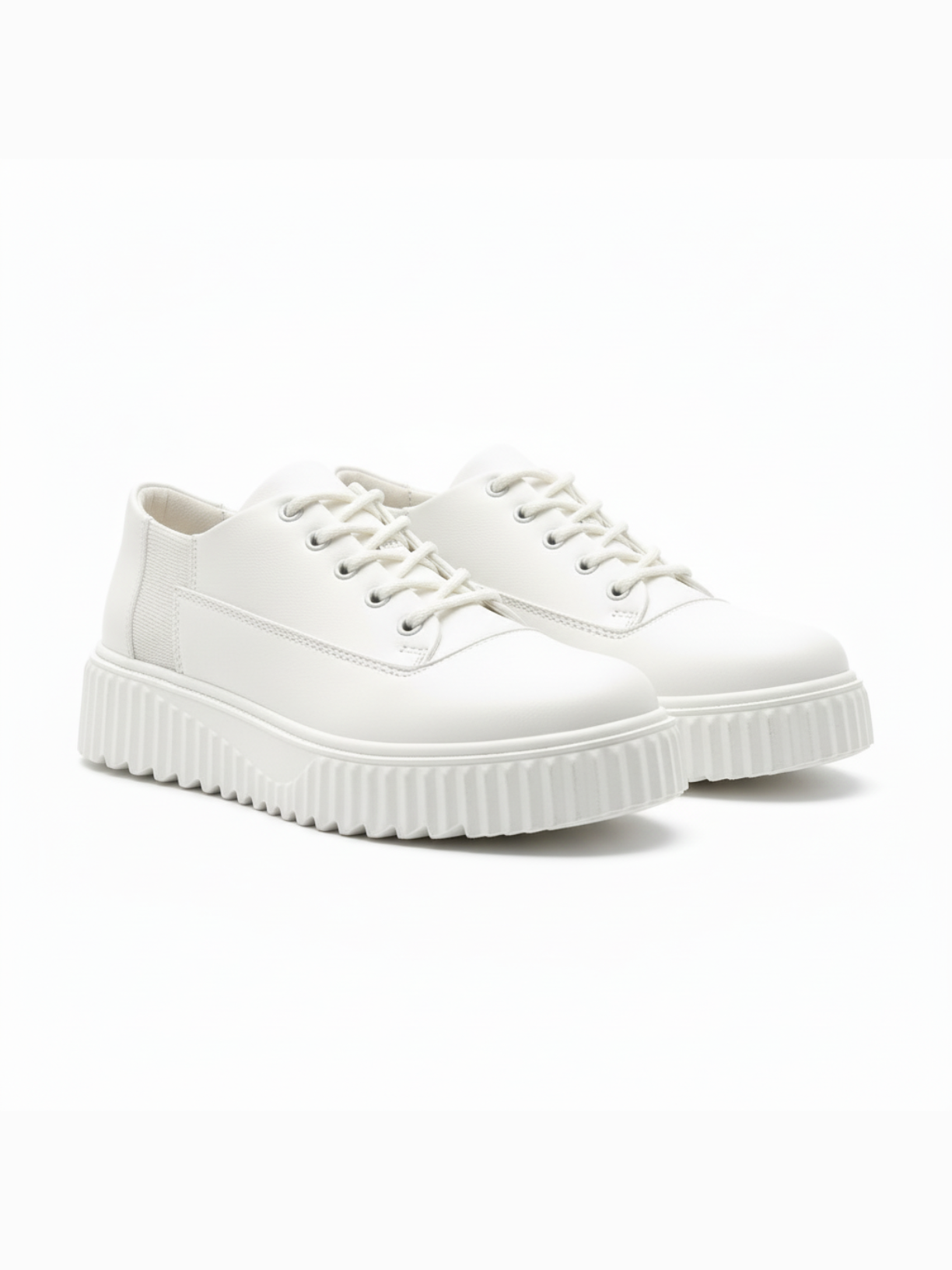 Zephyr Ivory all-white platform sneaker by Apollo Moda, third angle