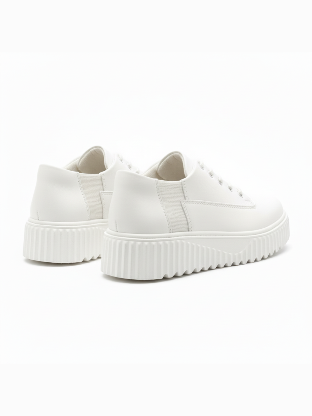 Apollo Moda men's Zephyr Ivory white sneaker with ridged sole, fourth angle