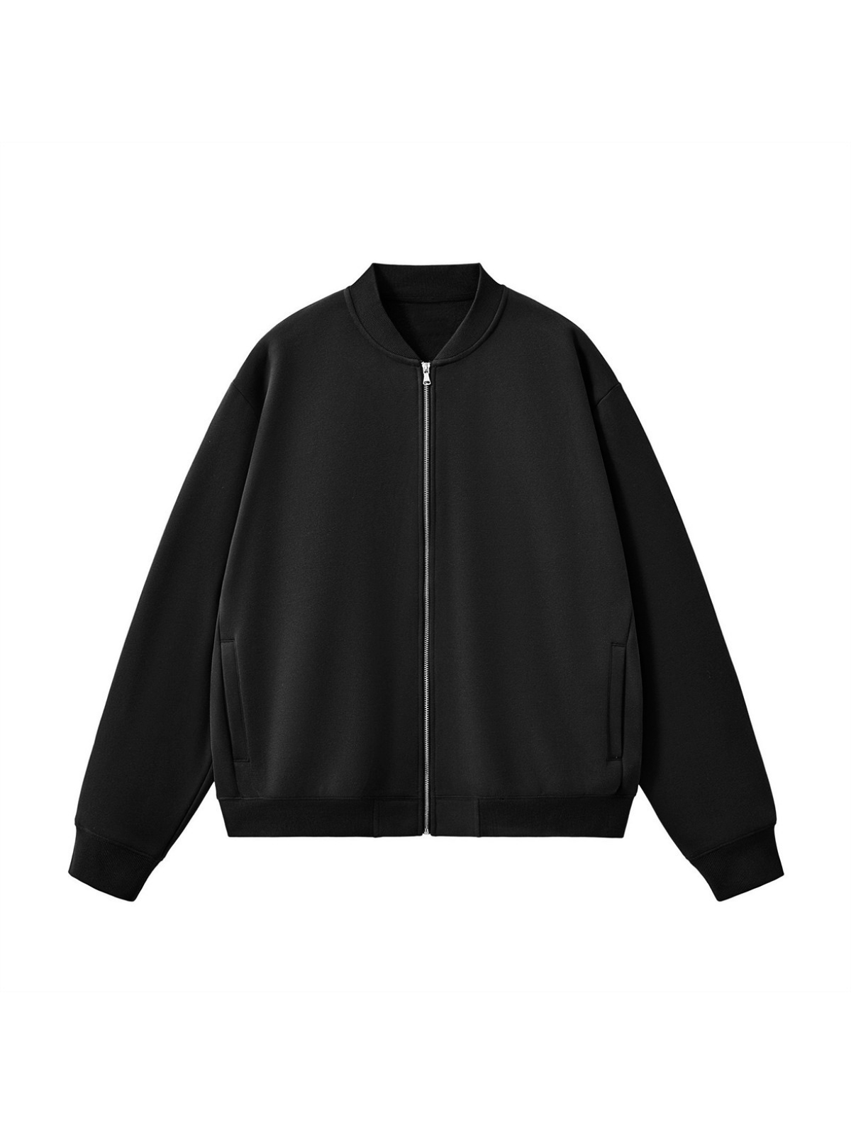 Apollo Black Fleece Zip-Up Baseball Jacket