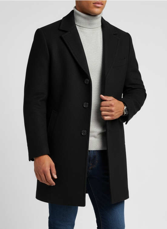 Men’s Double-Breasted Long Coat