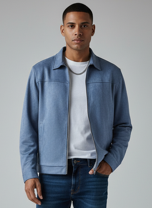 Chaqueta de punto de manga larga de corte entallado para hombre 