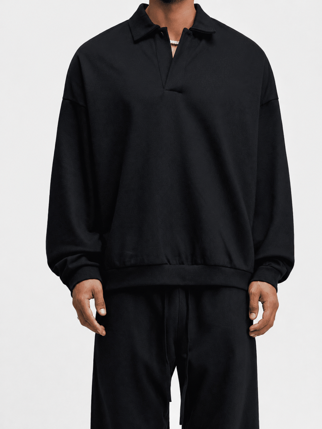 Sweat-shirt oversize à col polo et patte de boutonnage partielle