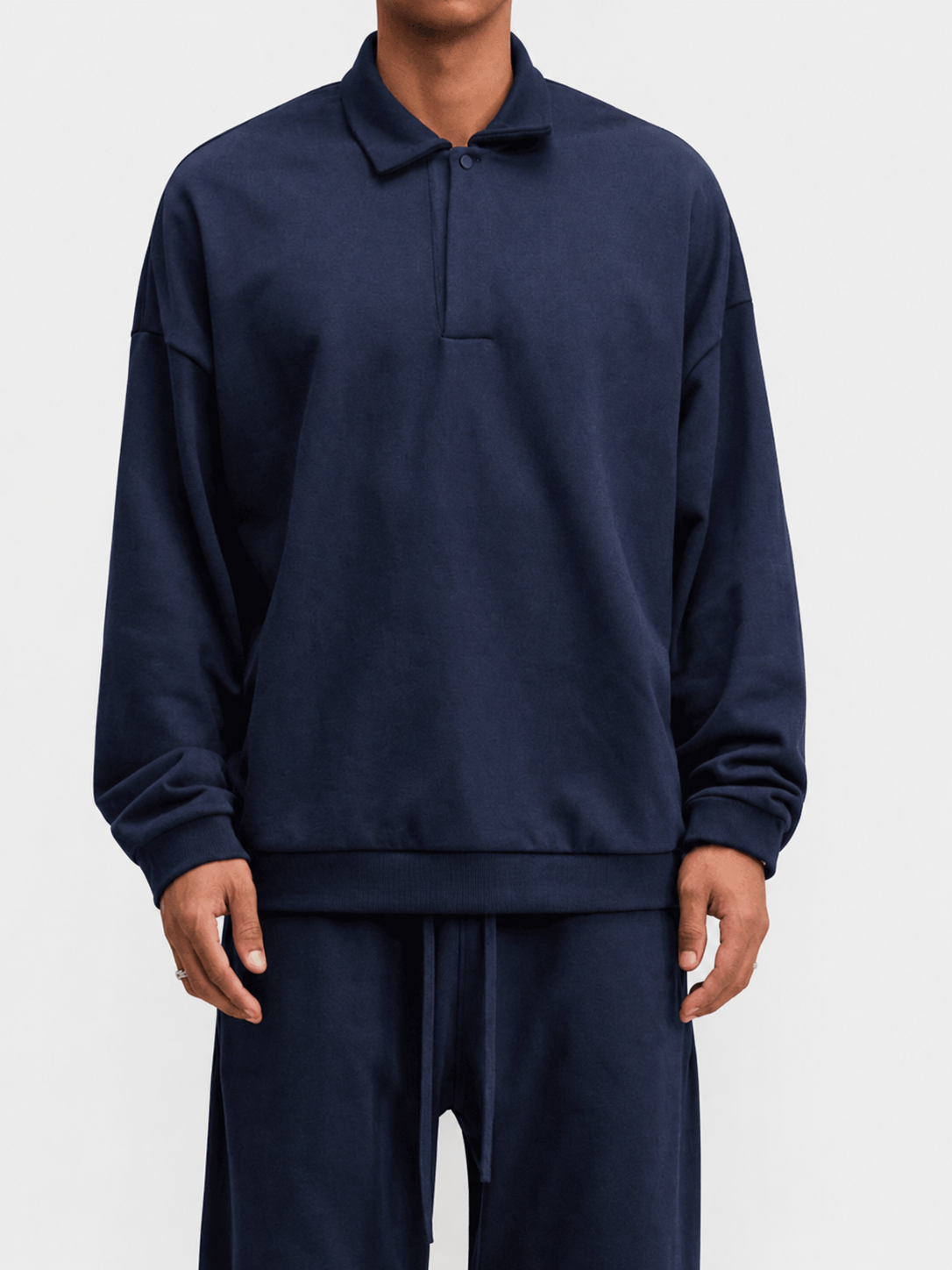 Sweat-shirt oversize à col polo et patte de boutonnage partielle