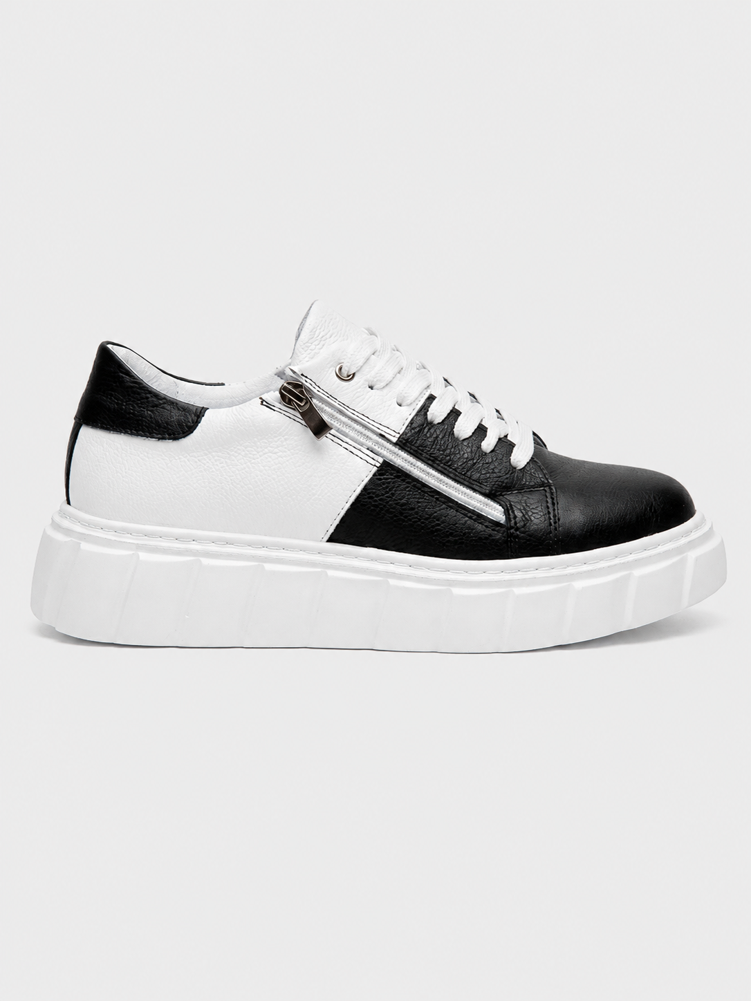 Apollo Moda Men's Altair Sage white and black elevating sneaker with side zipper, main product photo