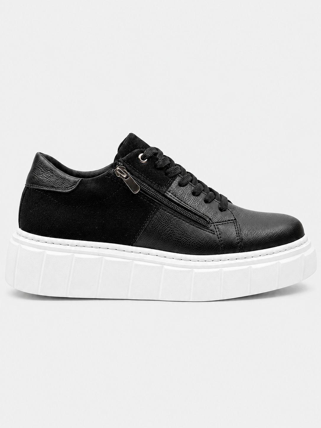 Apollo Moda Men's Altair Eclipse all-black elevating sneaker with side zipper, main product photo