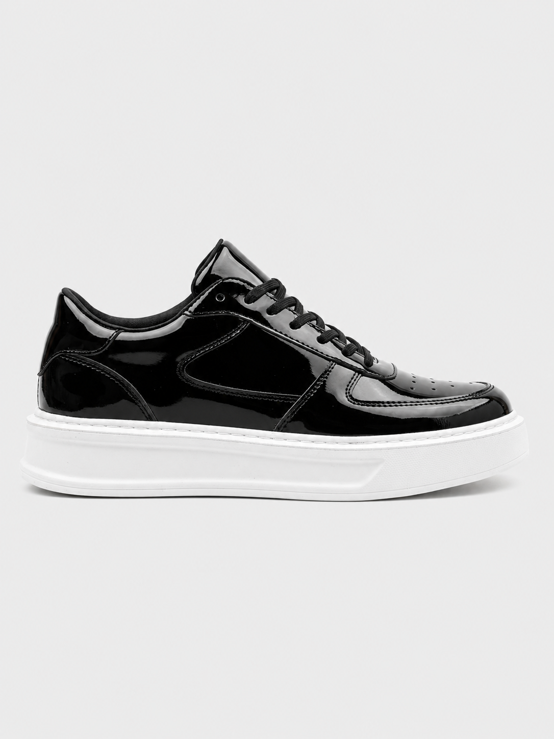Apollo Moda Men's Artemis Nova glossy black and white chunky sneaker, main product photo