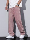 Loose Men Slant Pocket Straight Leg Jeans