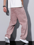 Loose Men Slant Pocket Straight Leg Jeans