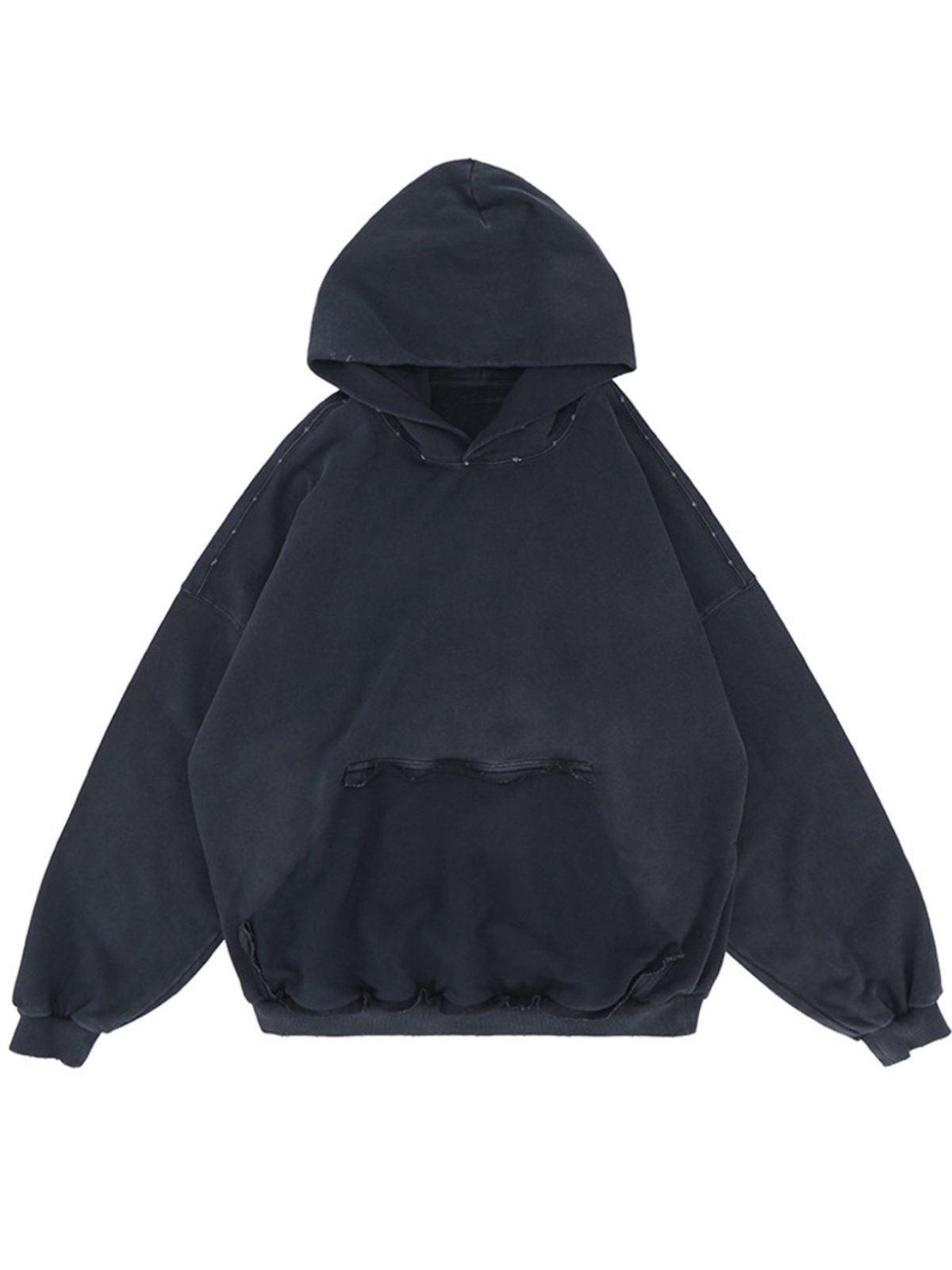 Sweat à capuche délavé avec design de poche inversée