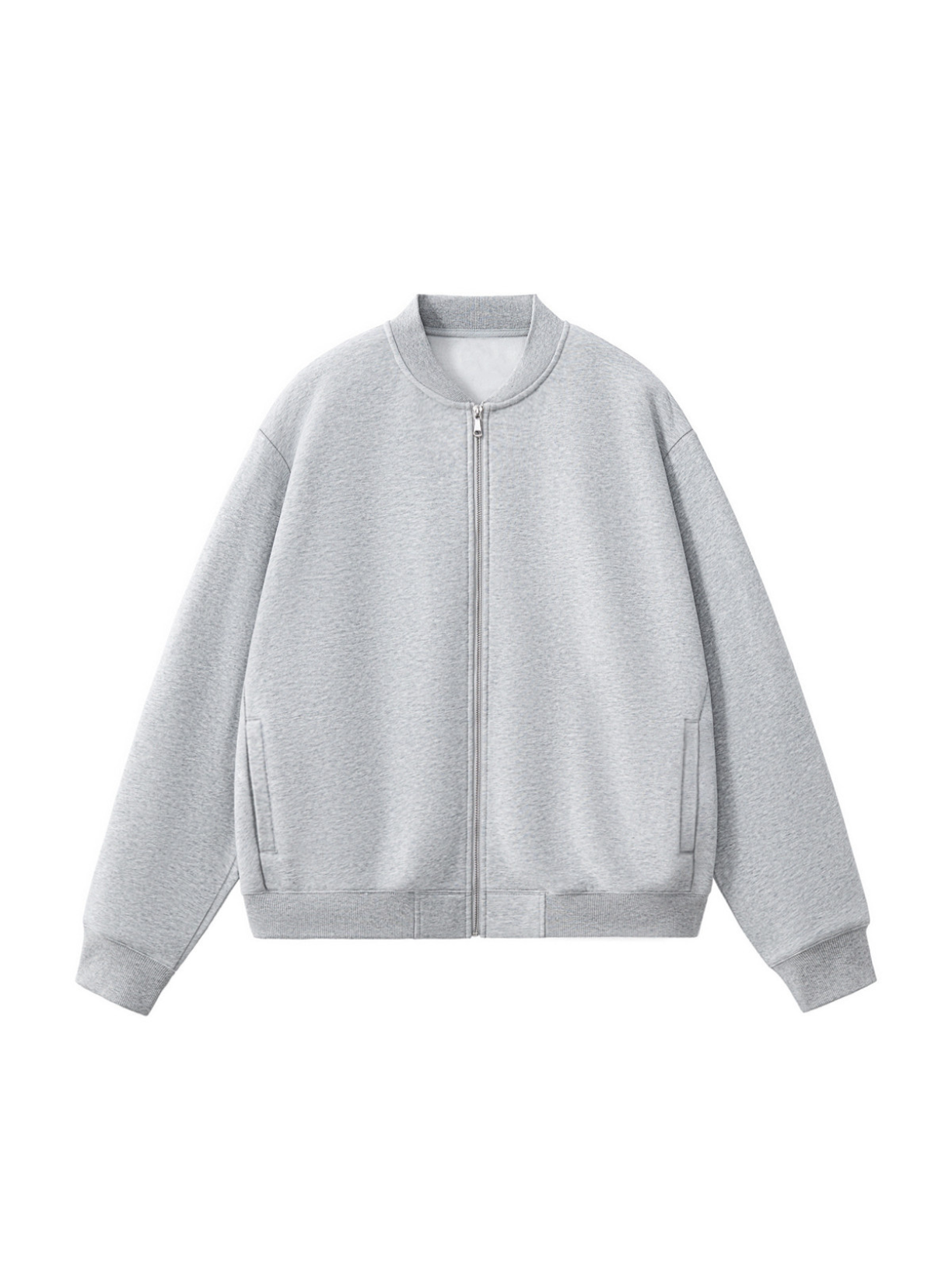 Apollo grey fleece zip-up baseball jacket by Apollo Moda, view 2