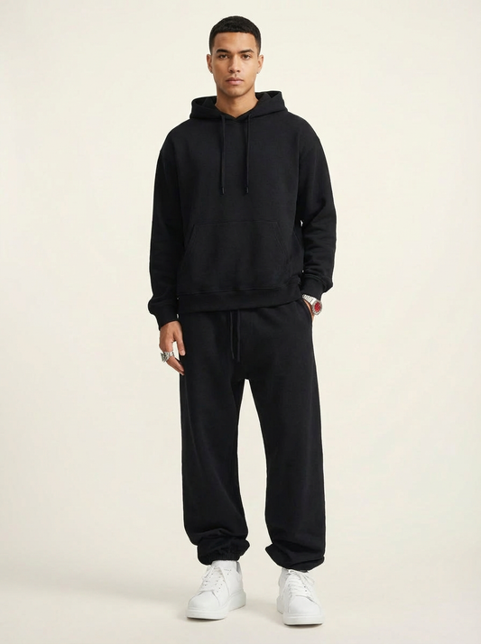 Apollo heavyweight cotton sweatpants in black by Apollo Moda, view 2