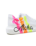 Customized Handpainted Sneakers for Women by Apollo Moda | Aloha Three Stripes
