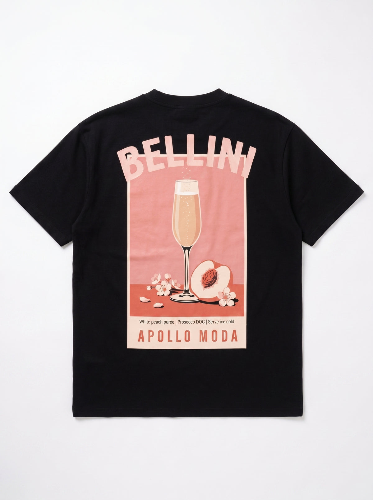 Bellini oversized heavyweight graphic tee in black by Apollo Moda, view 2
