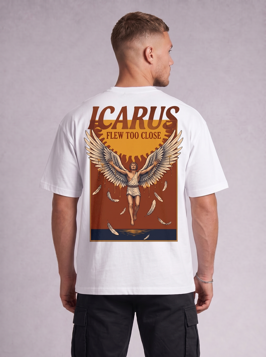 Camiseta gráfica oversize Ícaro Voló Demasiado Cerca
