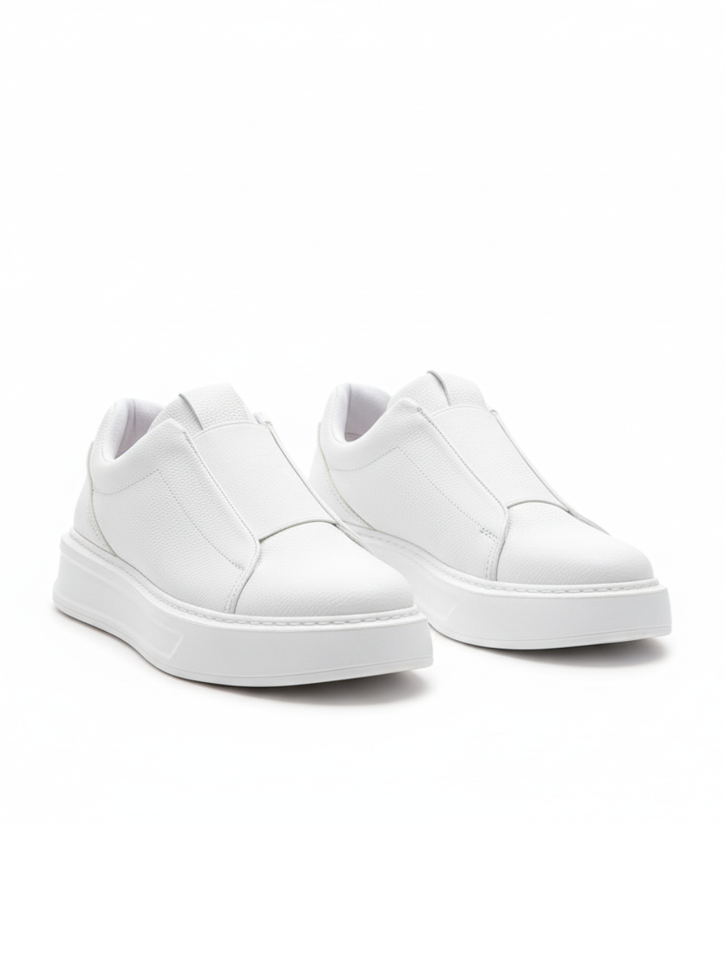 Men's Izmir Blanco by Apollo Moda, white slip-on sneaker with chunky platform sole, third angle